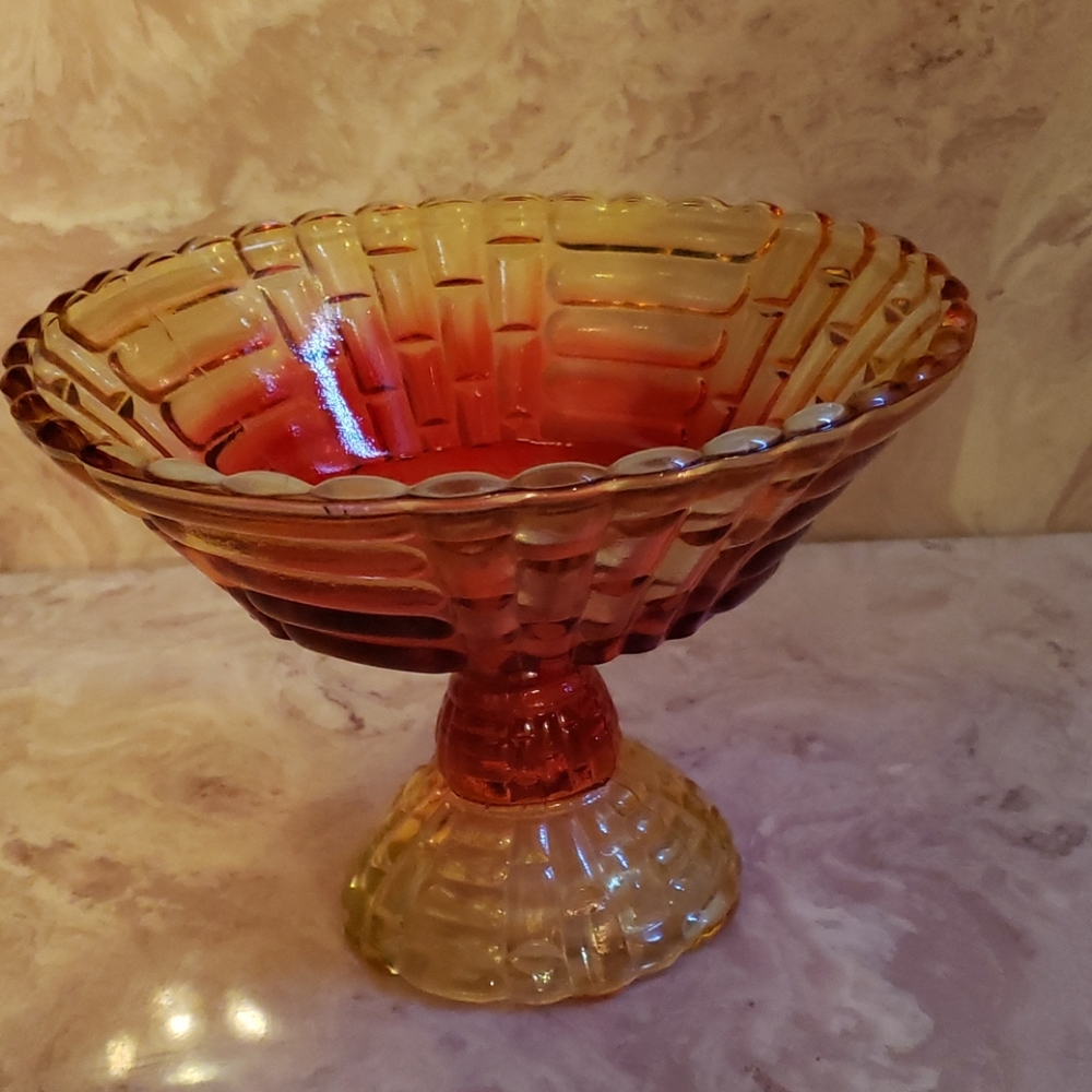 Vint. Jeanette Depression Glass Footed Fruit Bowl